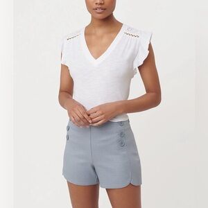 Loft Light Blue‎ Gray Cotton Riviera Short 4 Sailor Side Zip Textured 4” Inseam